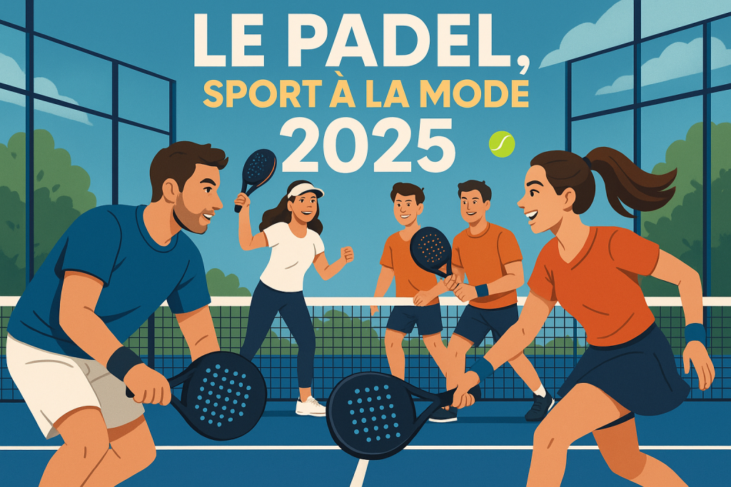 Padel sport à la mode 2025 joueurs terrain ambiance conviviale