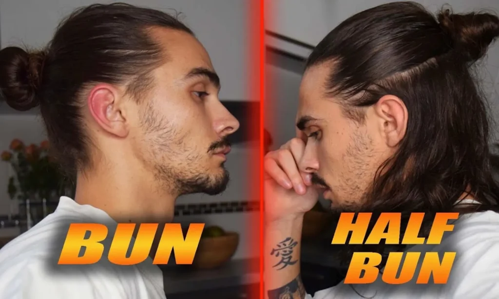 demi queue ou “man bun bas”