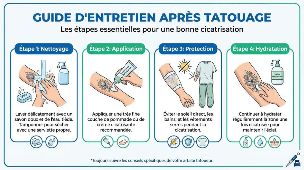 Soin tatouage étapes
