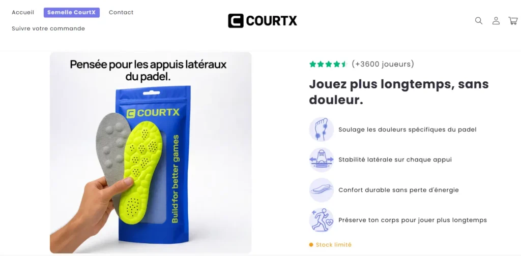avis positifs de la semelle de padel Courtx