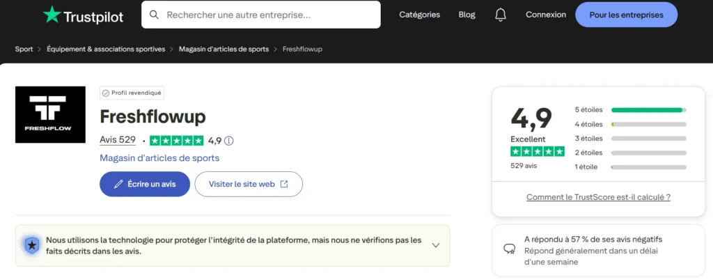 avis sur Trustpilot sur Freshflowup