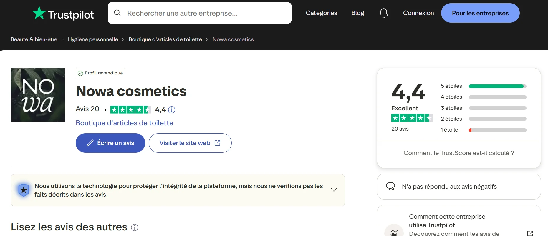 Quels sont les avis sur la marque Nowa No Water ?