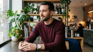 Homme élégant portant une montre et un bracelet, illustrant comment glow up homme avec un style soigné.